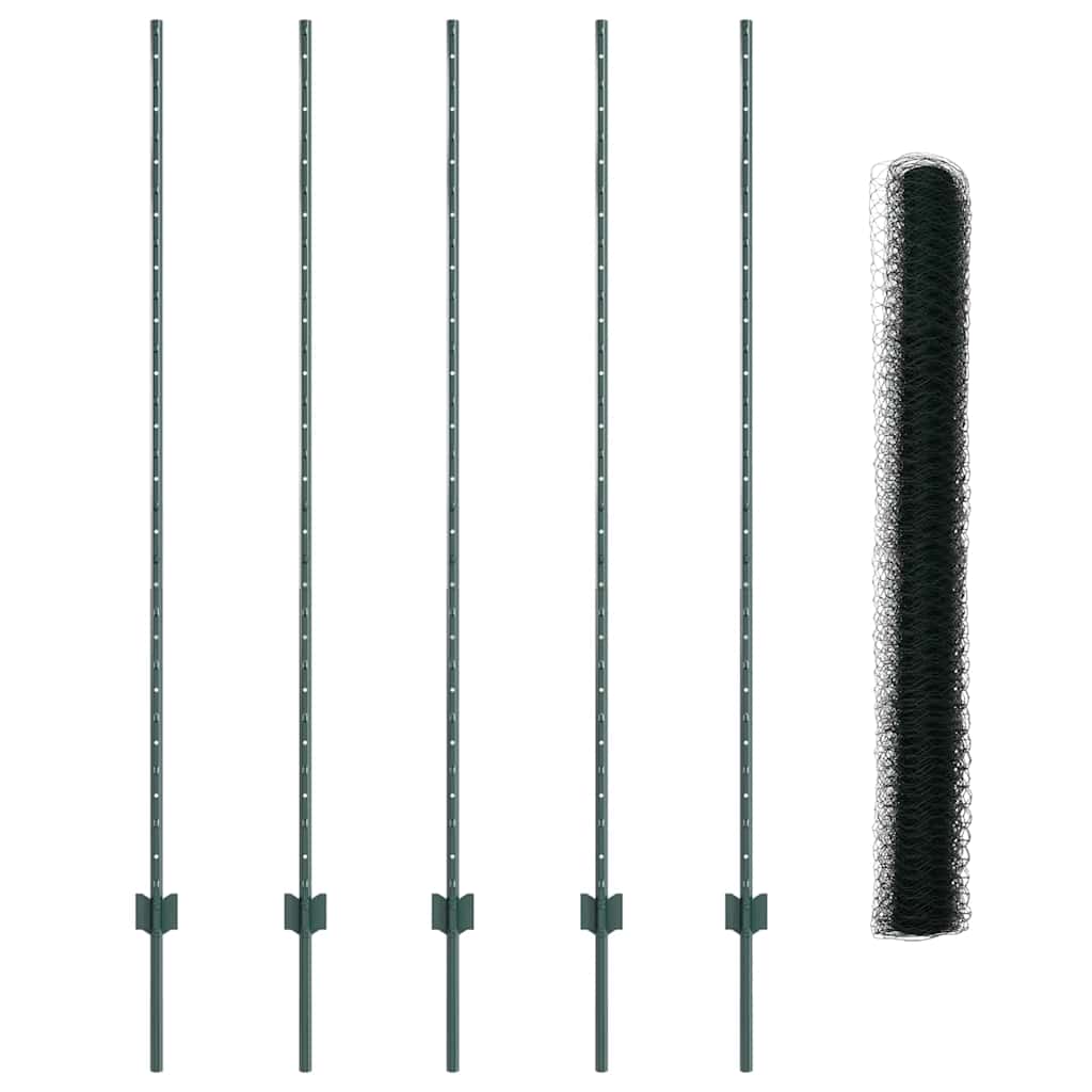 Zaun mit Pfosten Grün 1.5 x 10 m Stahl