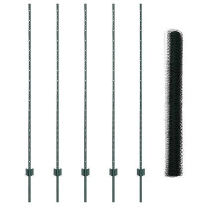 Zaun mit Pfosten Grün 1.5 x 10 m Stahl