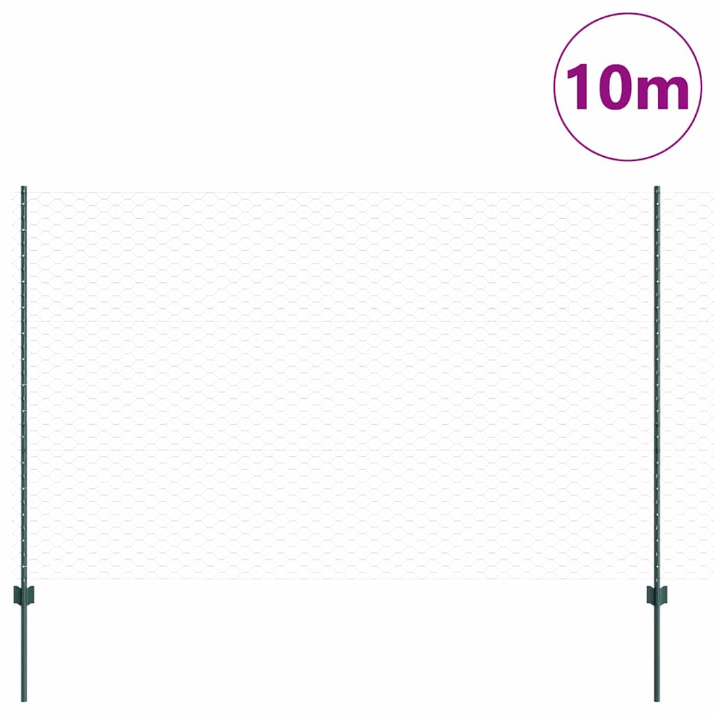 Zaun mit Pfosten Grün 1.5 x 10 m Stahl