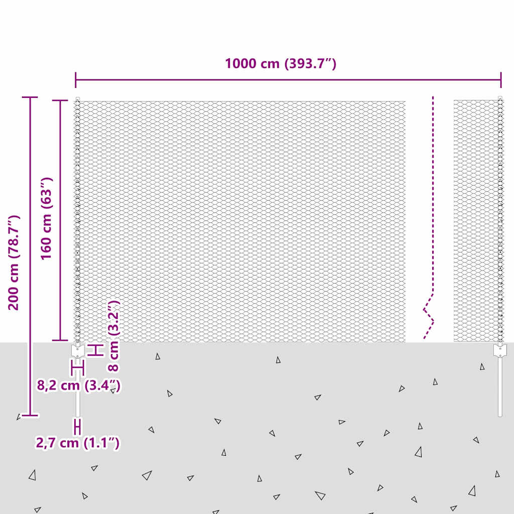 Zaun mit Pfosten Grün 1.6 x 10 m Stahl