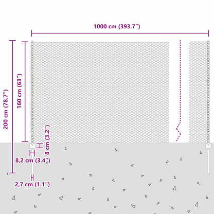 Zaun mit Pfosten Grün 1.6 x 10 m Stahl