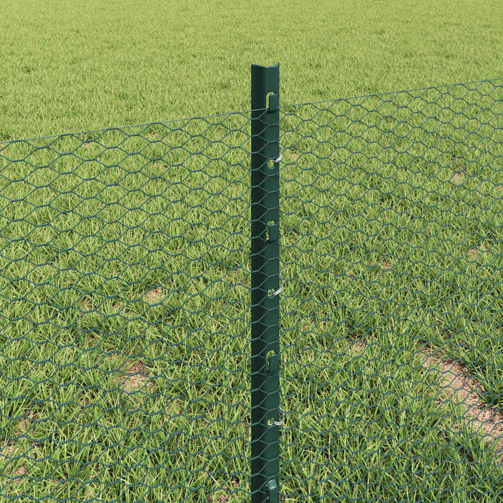 Zaun mit Pfosten Grün 0,4 x 25 m Stahl