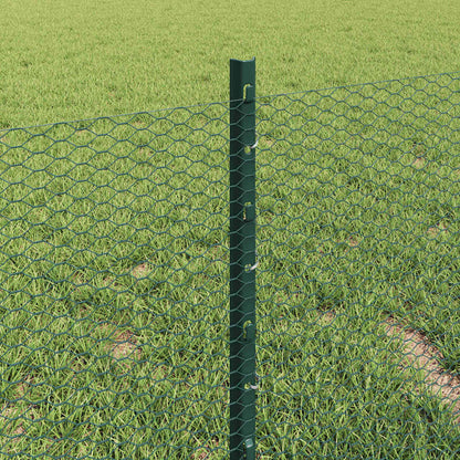 Zaun mit Pfosten Grün 0,4 x 25 m Stahl