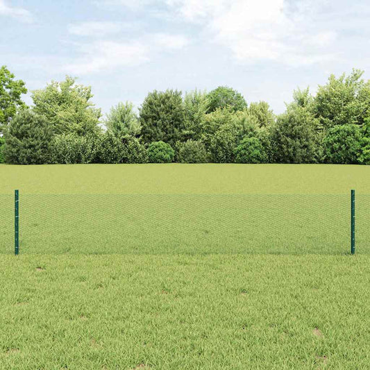 Zaun mit Pfosten Grün 0,4 x 25 m Stahl