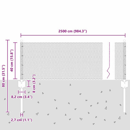 Zaun mit Pfosten Grün 0,4 x 25 m Stahl