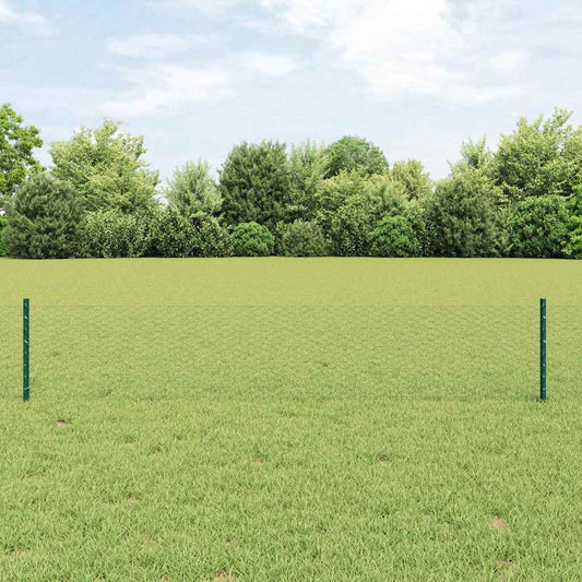 Zaun mit Pfosten Grün 0,4 x 25 m Stahl