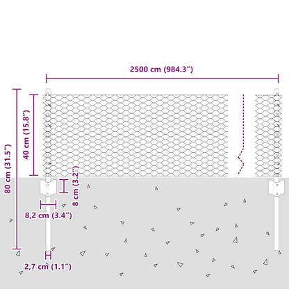 Zaun mit Pfosten Grün 0,4 x 25 m Stahl