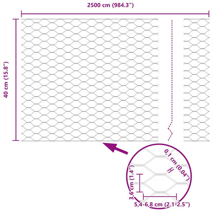 Zaun mit Pfosten Grün 0,4 x 25 m Stahl