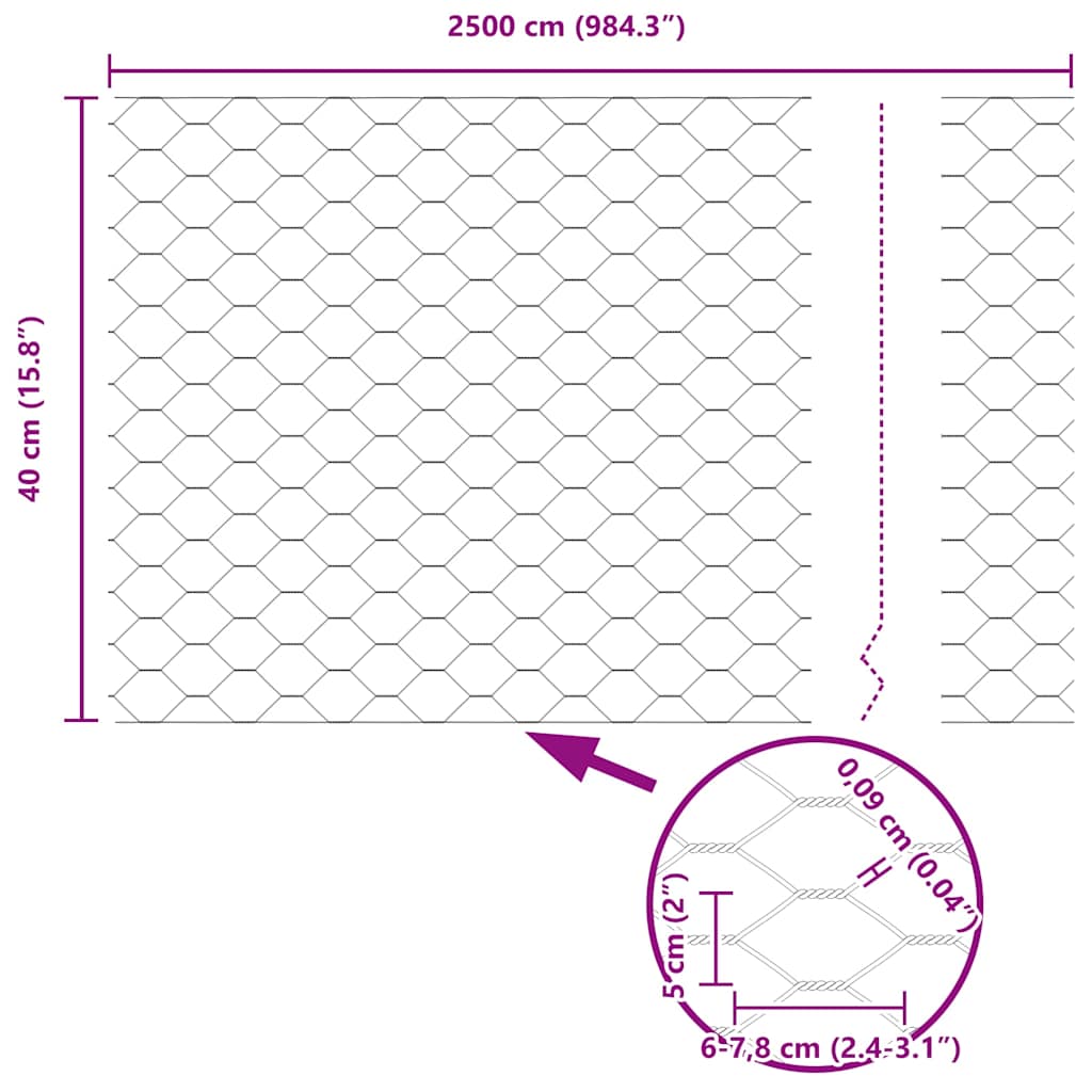 Zaun mit Pfosten Grün 0,4 x 25 m Stahl