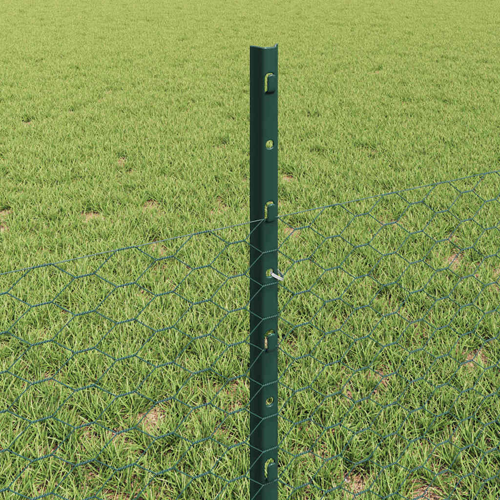 Zaun mit Pfosten Grün 0,5 x 25 m Stahl