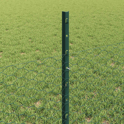 Zaun mit Pfosten Grün 0,5 x 25 m Stahl