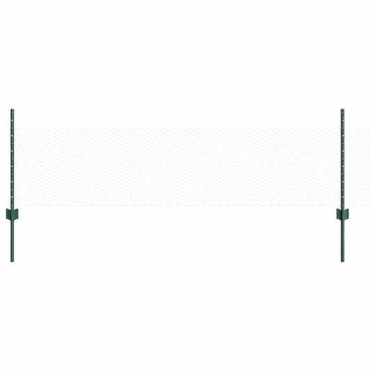 Zaun mit Pfosten Grün 0,5 x 25 m Stahl