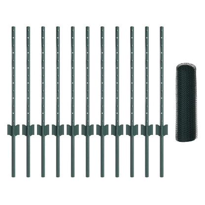 Zaun mit Pfosten Grün 0,5 x 25 m Stahl