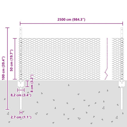 Zaun mit Pfosten Grün 0,5 x 25 m Stahl