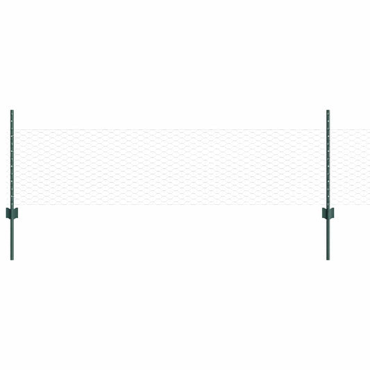 Zaun mit Pfosten Grün 0,5 x 25 m Stahl