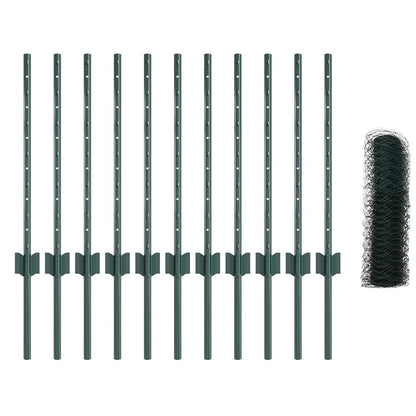 Zaun mit Pfosten Grün 0,5 x 25 m Stahl
