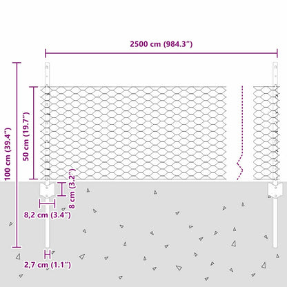 Zaun mit Pfosten Grün 0,5 x 25 m Stahl