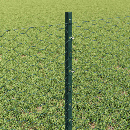Zaun mit Pfosten Grün 0,6 x 25 m Stahl