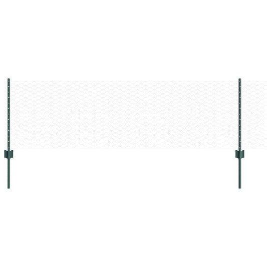 Zaun mit Pfosten Grün 0,6 x 25 m Stahl