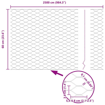 Zaun mit Pfosten Grün 0,6 x 25 m Stahl