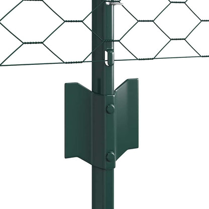 Zaun mit Pfosten Grün 0,6 x 25 m Stahl
