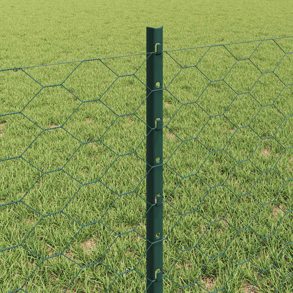 Zaun mit Pfosten Grün 0,6 x 25 m Stahl