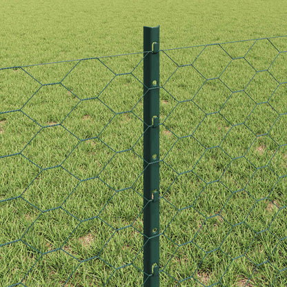 Zaun mit Pfosten Grün 0,6 x 25 m Stahl