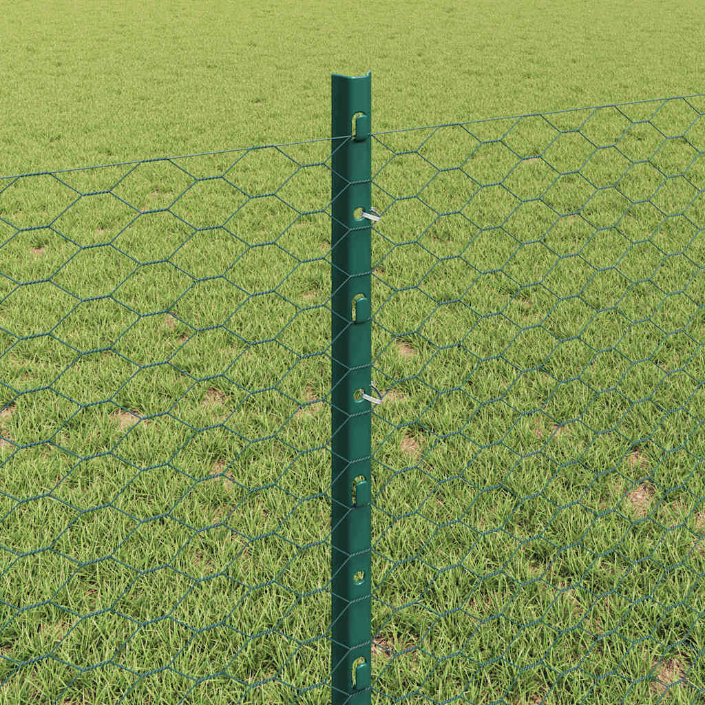 Zaun mit Pfosten Grün 0,8 x 25 m Stahl