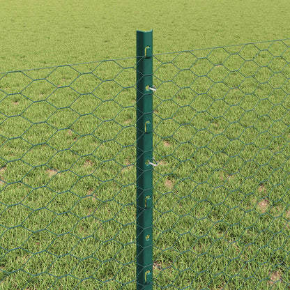 Zaun mit Pfosten Grün 0,8 x 25 m Stahl