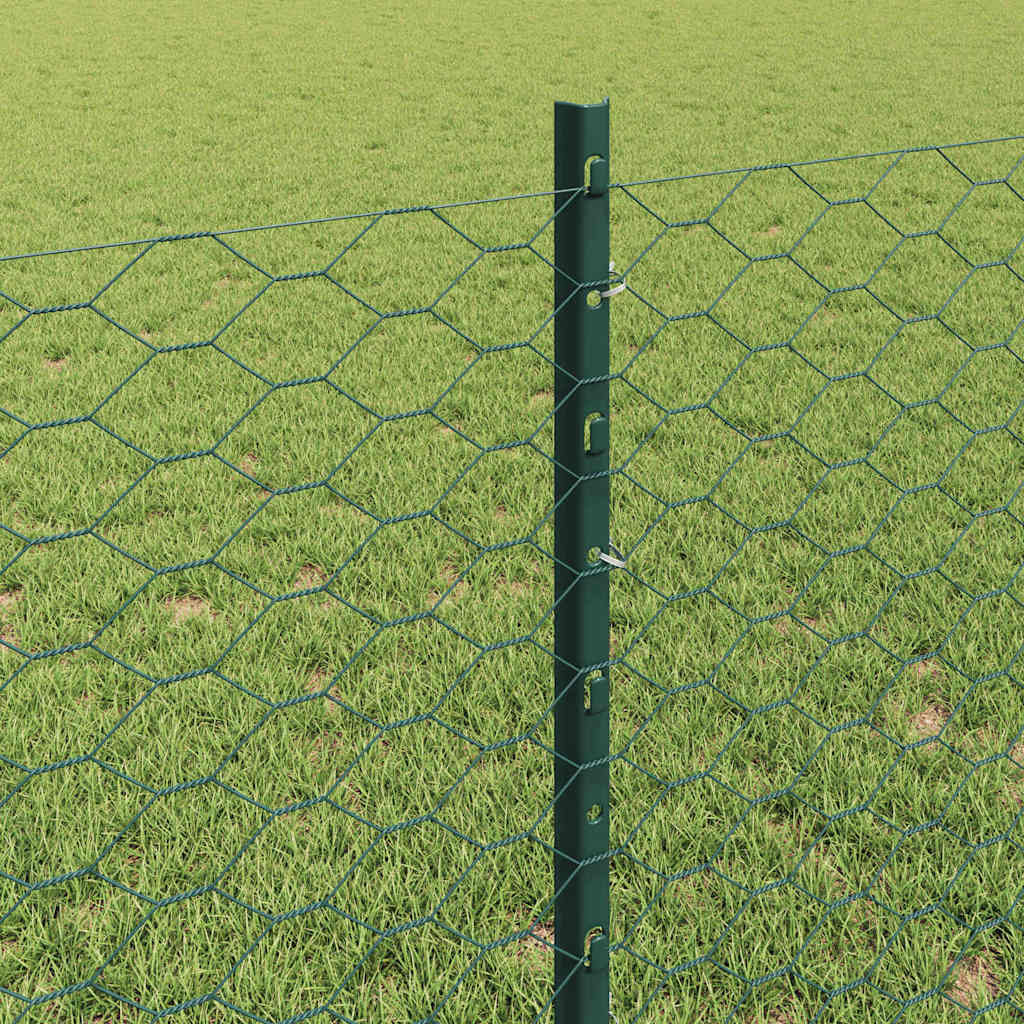 Zaun mit Pfosten Grün 0,8 x 25 m Stahl