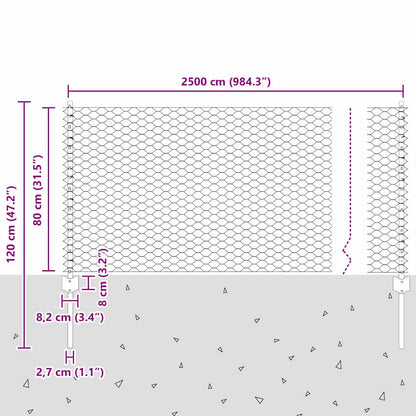 Zaun mit Pfosten Grün 0.8 x 25 m Stahl