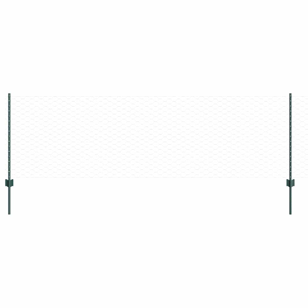 Zaun mit Pfosten Grün 0.8 x 25 m Stahl