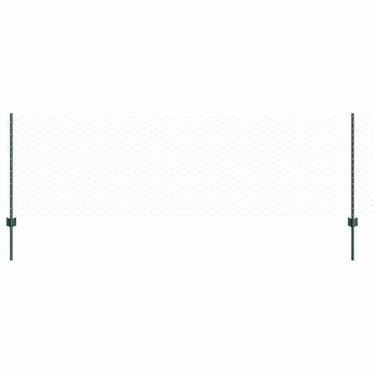 Zaun mit Pfosten Grün 0.8 x 25 m Stahl