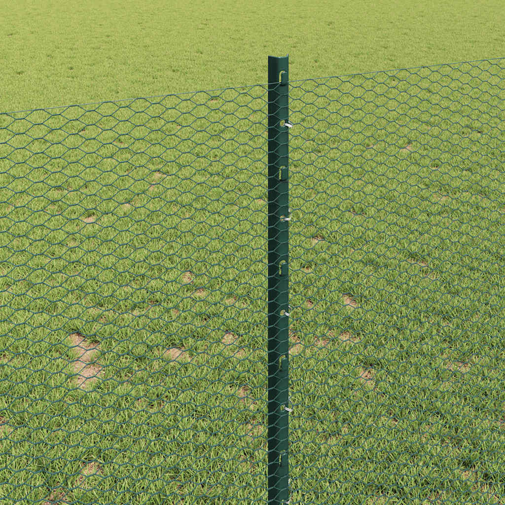 Zaun mit Pfosten Grün 1 x 25 m Stahl