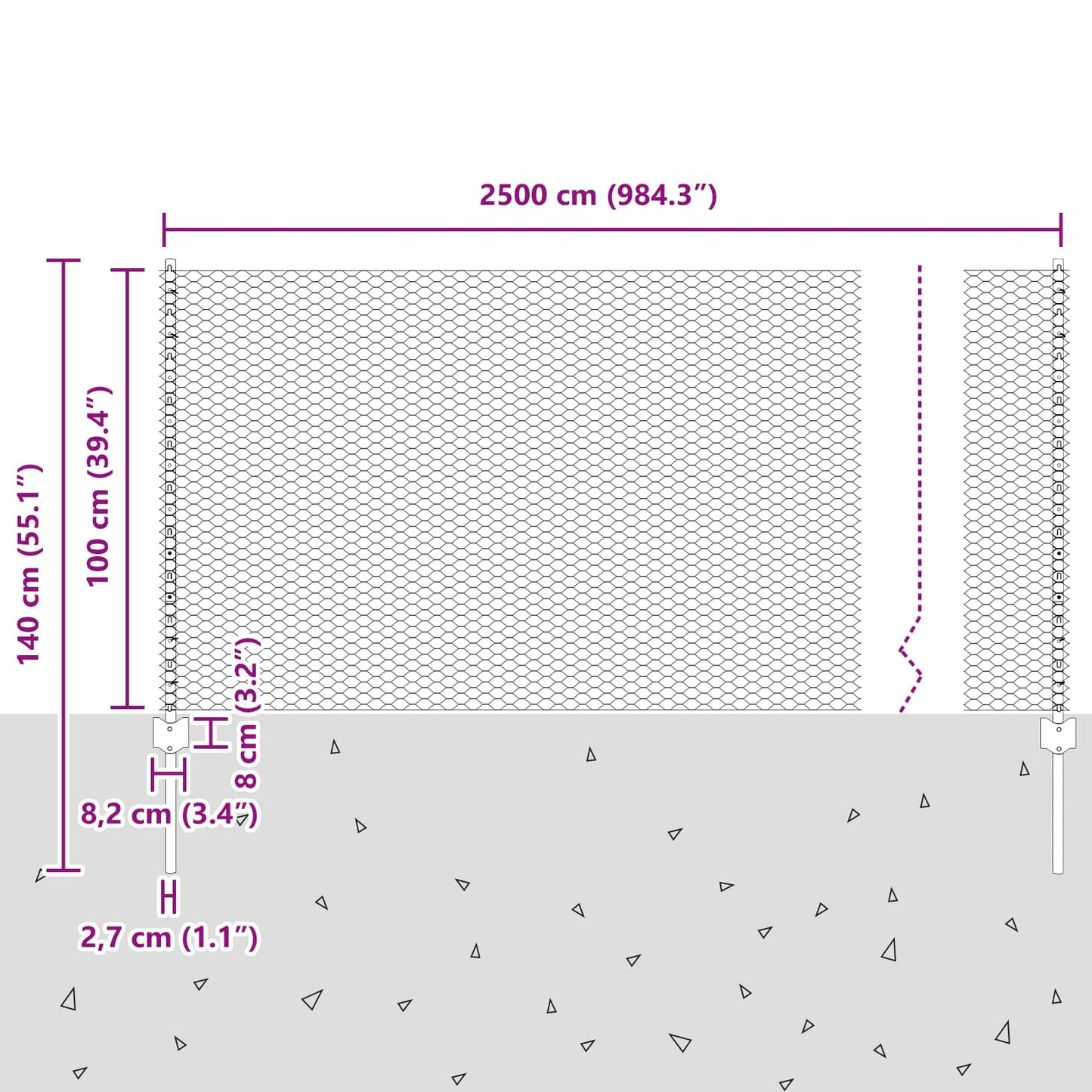 Zaun und Pfosten Grün 1 x 25 m Stahl