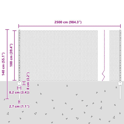 Zaun und Pfosten Grün 1 x 25 m Stahl