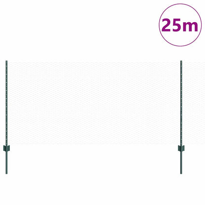 Zaun mit Pfosten Grün 1 x 25 m Stahl