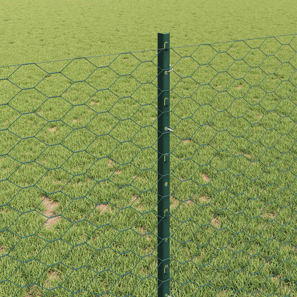 Zaun mit Pfosten Grün 1 x 25 m Stahl