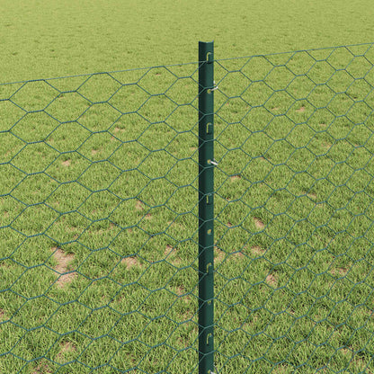Zaun mit Pfosten Grün 1 x 25 m Stahl