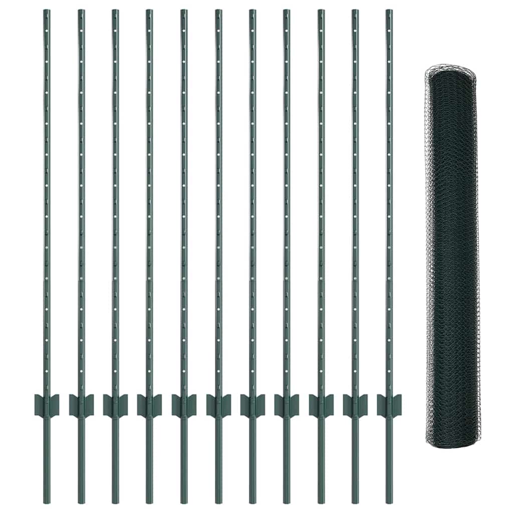 Zaun mit Pfosten Grün 1.2 x 25 m Stahl