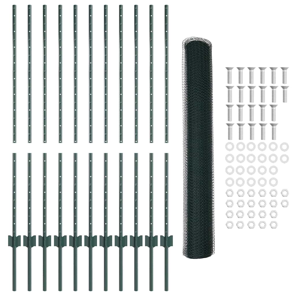 Zaun mit Pfosten Grün 1.2 x 25 m Stahl