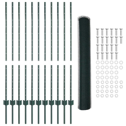 Zaun mit Pfosten Grün 1.2 x 25 m Stahl