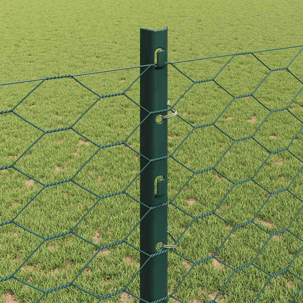 Zaun mit Pfosten Grün 1,2 x 25 m Stahl