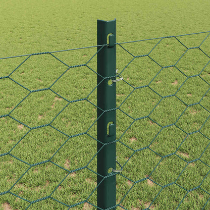 Zaun mit Pfosten Grün 1,2 x 25 m Stahl