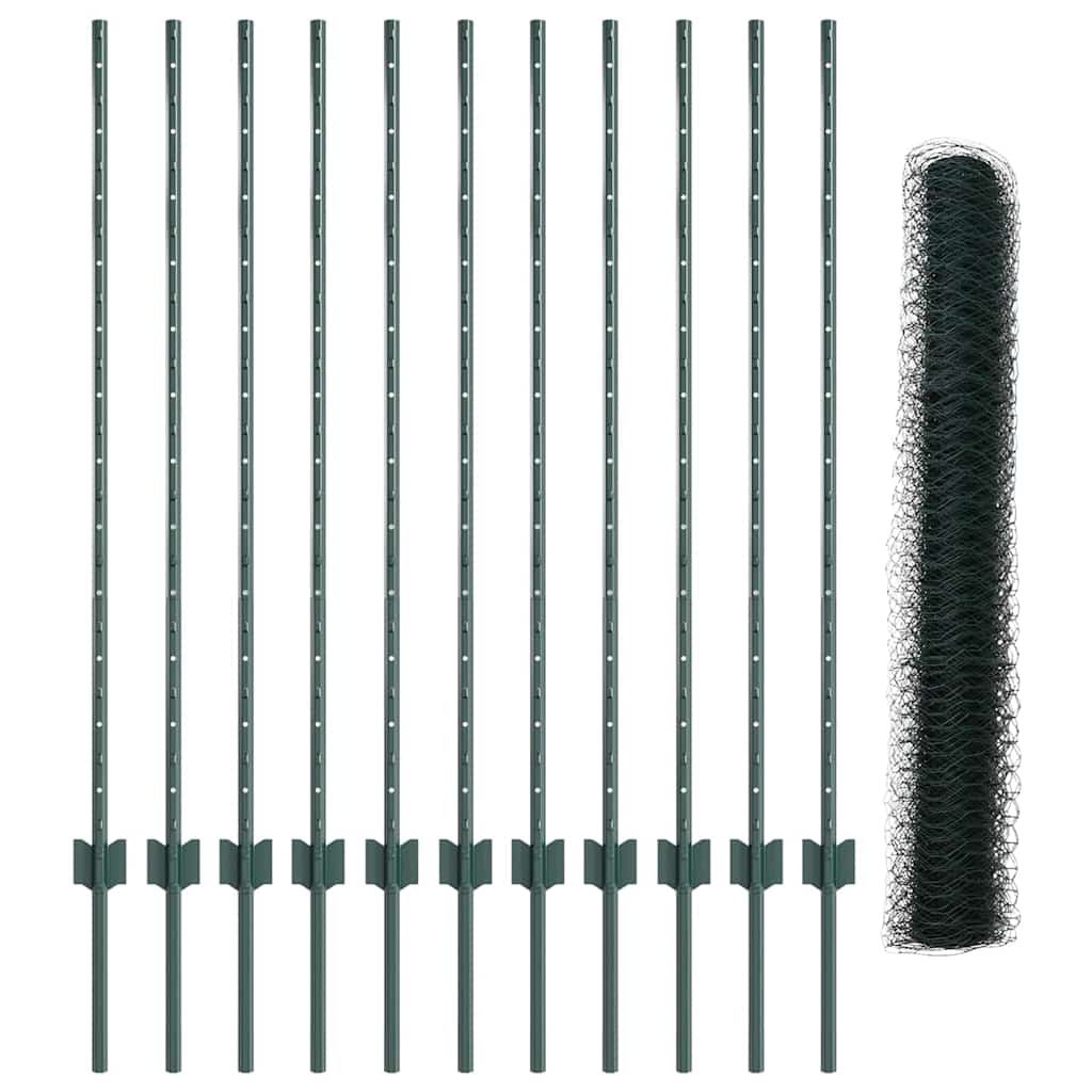Zaun mit Pfosten Grün 1.2 x 25 m Stahl