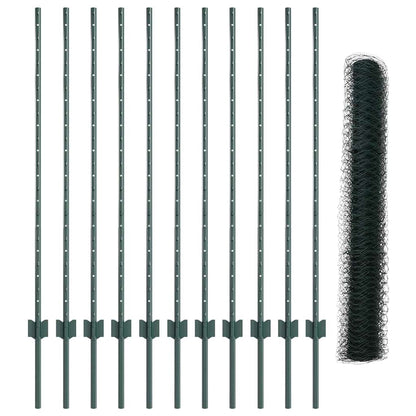 Zaun mit Pfosten Grün 1.2 x 25 m Stahl