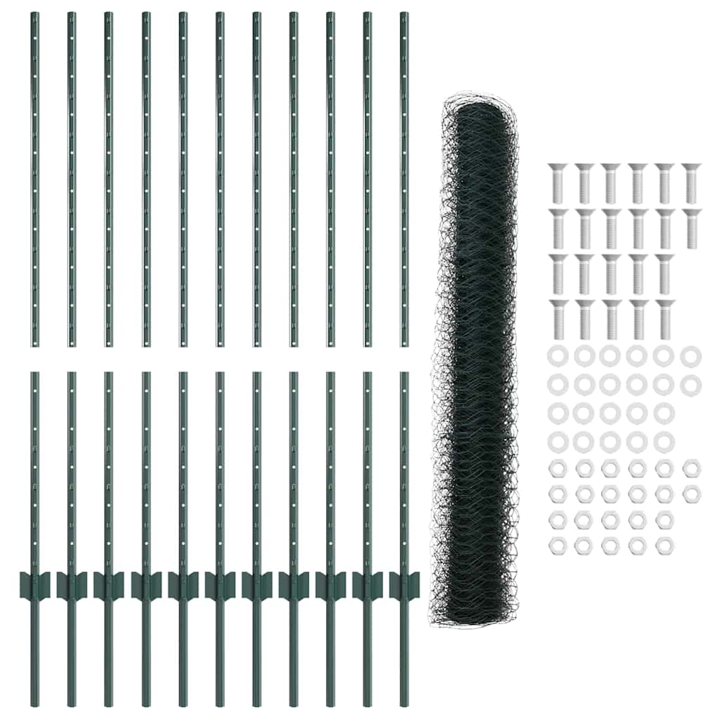 Zaun mit Pfosten Grün 1.2 x 25 m Stahl