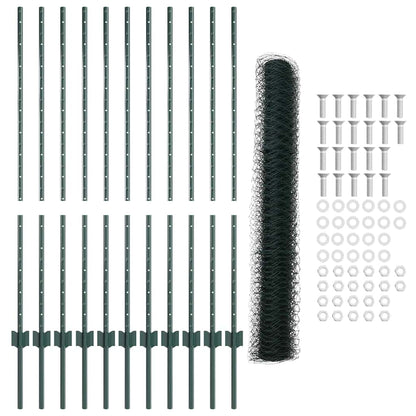 Zaun mit Pfosten Grün 1.2 x 25 m Stahl
