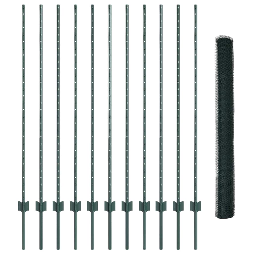 Zaun mit Pfosten Grün 1.4 x 25 m Stahl