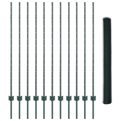 Zaun mit Pfosten Grün 1.4 x 25 m Stahl